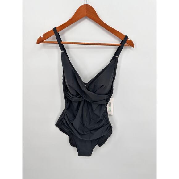 CALVIN KLEIN Black Twist-Front Tummy-Control One-Piece Swimsuit // 8 - Picture 4 of 14